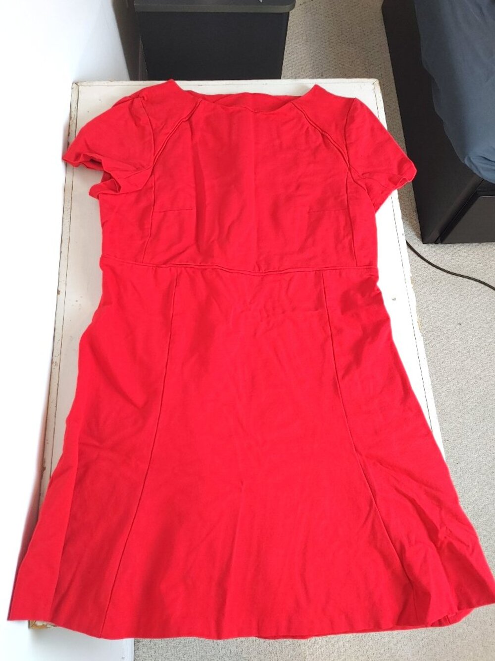 size 20 bright red J. Crew ponte knit cap-sleeve A-line mini dress
